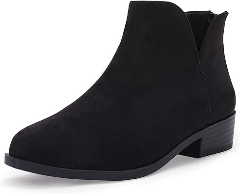 Photo 1 of FISACE Girls Pointed Toe V Cut Low Heel Ankle Boots Slip On Back Zip Faux Leather Booties Size 11
