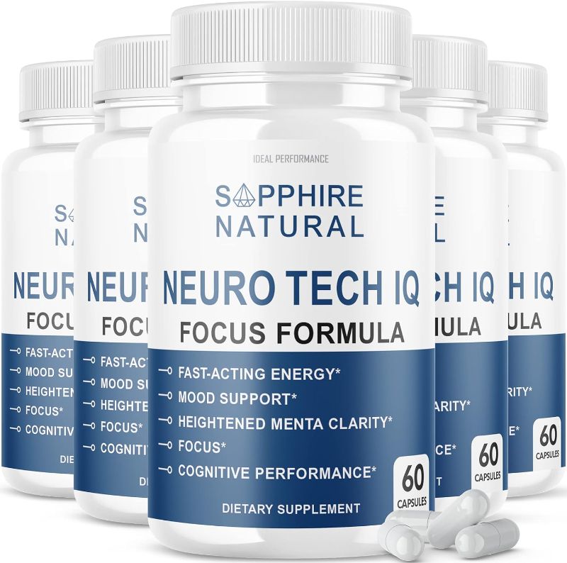 Photo 1 of (5 Pack) Neuro Tech IQ Brain Supplement Neurotech Iq Focus Formula Pills (300 Capsules) EXP 11/25
