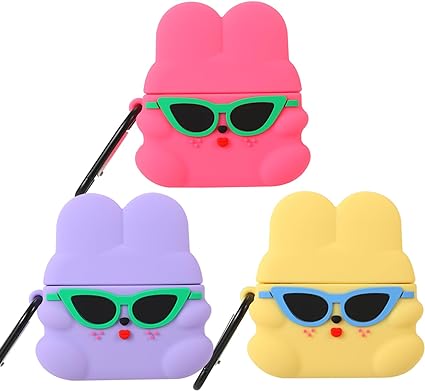 Photo 1 of ?3 Pack? 3D Cute Cool Sunglasses Rabbit Case for Airpod Pro 2nd,3D Cute Airpod Pro Case for Kids Boys Girls Teens Women,Fashion Gift Kawaii Sunglasses Rabbit Soft Silicone Case for Airpod Pro 2nd 2022