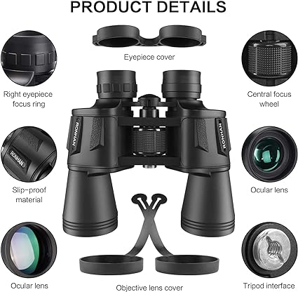 Photo 1 of 20x50 Binoculars for Adults High Powered, Military Compact HD Professional/Daily Waterproof Binoculars Telescope for Bird Watching Travel Hunting Football Games Stargazing with Carrying Case and Strap