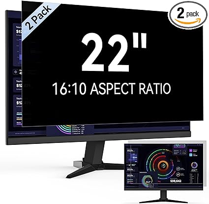 Photo 1 of [2-Pack] 22 Inch Computer Privacy Screen Filter for 16:10 Widescreen Monitor, Removable Eye Protection Anti Glare Blue Light Filter Privacy Shield, Anti Scratch Anti Spy Screen Protector Film 22 In