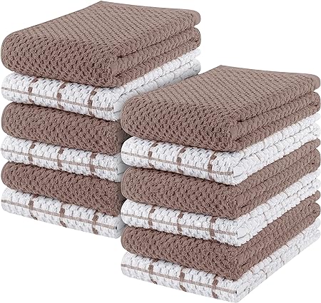 Photo 1 of Utopia Towels Kitchen 12 Pack, 15 x 25 Inches, 100% Ring Spun Cotton Super Soft and Absorbent Linen Dish Towels, Tea Bar Set (Brown)