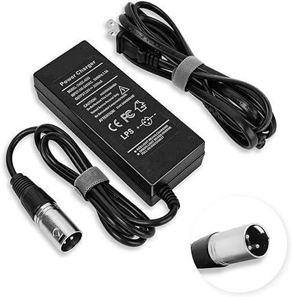 Photo 1 of 24V 2A 3-Pin XLR Connector Electronic Scooter Battery Charger for Go-Go Elite Traveller,Pride Mobility,Jazzy Power Chair Battery Charger & Plus Ezip Mountain Trailz (with 3.9ft US Power Cord)