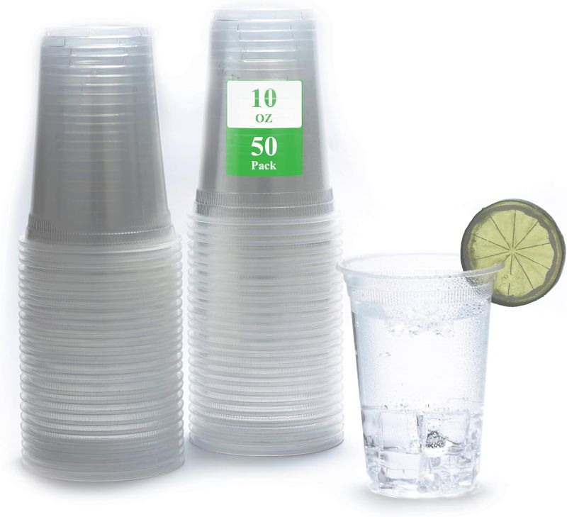 Photo 1 of Niidothai Clear Plastic Cups Set, Disposable Cups for Lced Coffee, Disposable Drinking Cups, Parties Picnics, Ceremonies, Any Events for Plastic Party Cups for Birthday Party (10 OZ, 50, Count) 