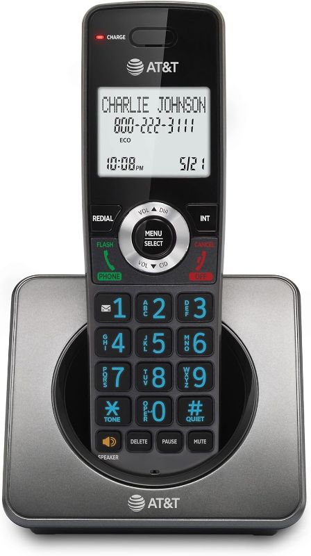 Photo 1 of AT&T GL2101 Cordless Phone with Call Block, Caller ID, Full-Duplex Handset Speakerphone, 2" White Backlit Display, Lighted Keypad 1 Handset Graphite