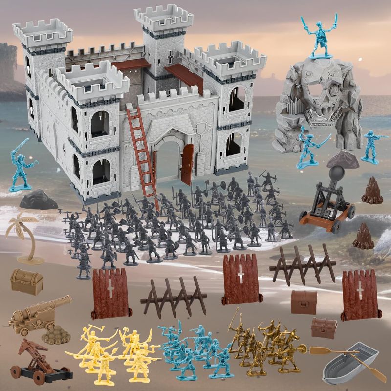 Photo 1 of Medieval Wars Big Military Castle Playset for Boys - 312pcs Building Kit with Viking Pirate Captain Fort Soldiers Knight Army Men Action Figures Toy Set, Birthday Gift for Kids Ages 3 4 5 6 7 8 9 10
