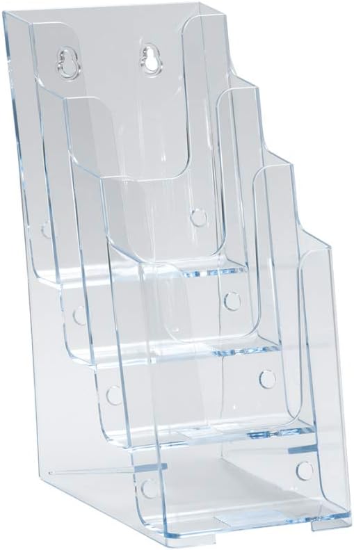 Photo 1 of Clear Four-Tier Tri-Fold Brochure Holder, Acrylic Boxes for Display - Table Menu Holder Stands