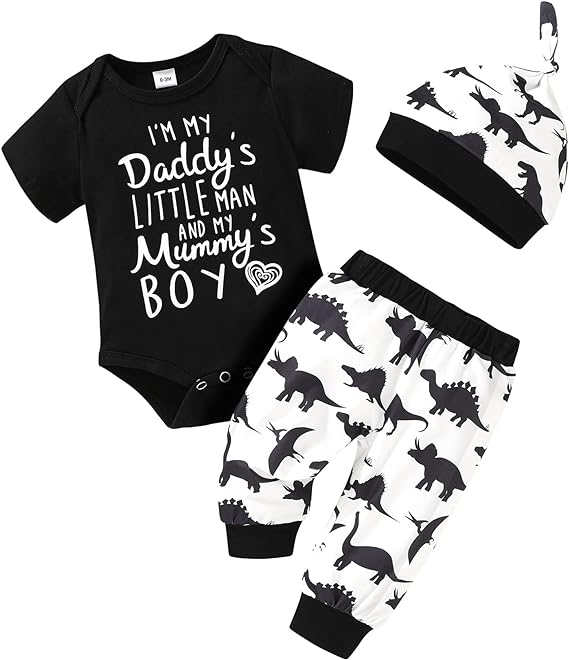Photo 1 of 3Pcs Baby Boy Clothes Newborn Infant Bodysuit Summer Cotton Short Sleeve Romper +Pants+Hat Outfits Set (6-12mo)