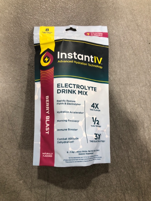 Photo 2 of Electrolytes Powder Drink Mix - Advanced Hydration Technology - Vegan & Gluten Free Hydration - Quick IV Hydration Packets with a Boost of Nutrients - Berry Blast - 8 Pack Hydration Powder Expire March 2025