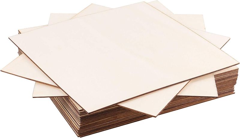 Photo 1 of 10 Pieces 12 x 12 x 1/8 Inch Unfinished Basswood Sheets, Wooden Square Cutouts Wood Pieces Plywood Boards for Crafts Painting Writing DIY Arts Wood Engraving Burning Laser Project Decoration
