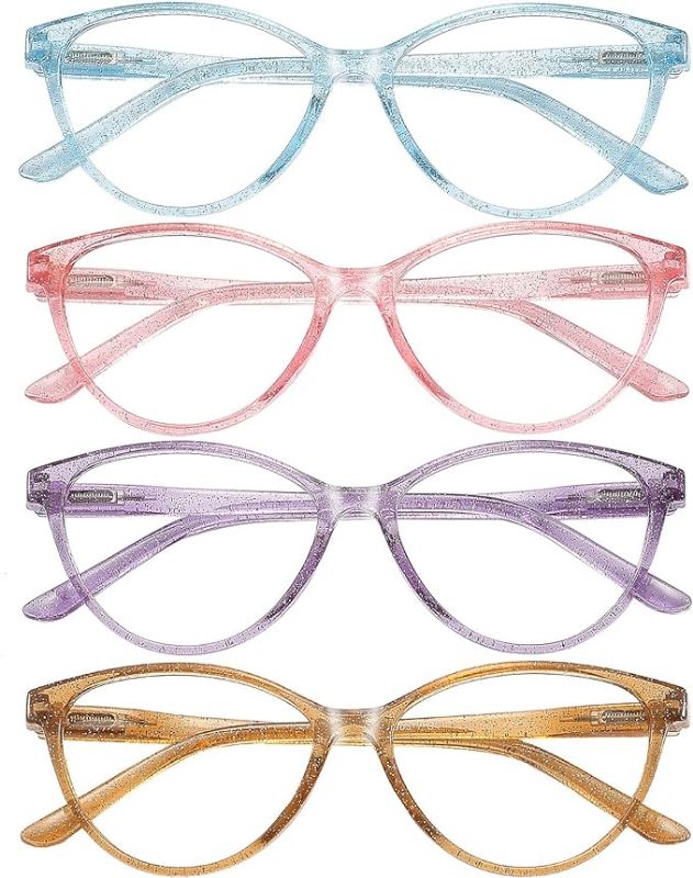Photo 1 of XL Przene 4 Pack Blue Light Blocking Reading Glasses,Cat Eye Readers for Women Men with Spring Hinge
