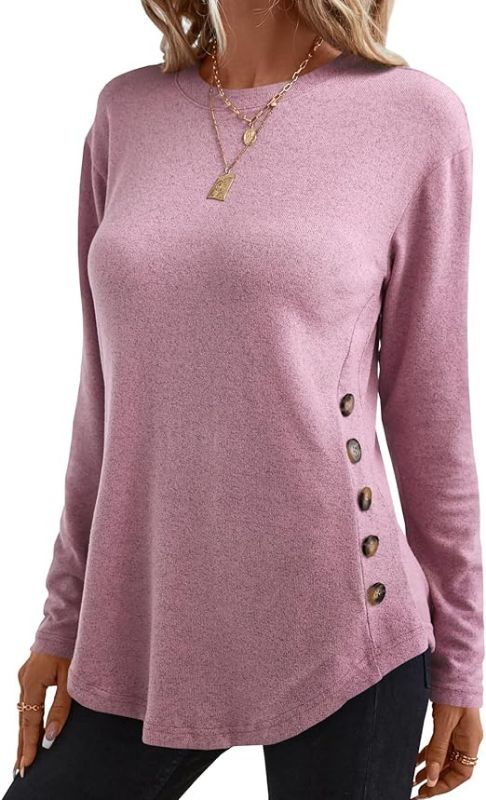 Photo 1 of 2xl Women's 2023 Casual Long Sleeve Tunic Tops Loose Pullover Sweatshirts with Button Detail
