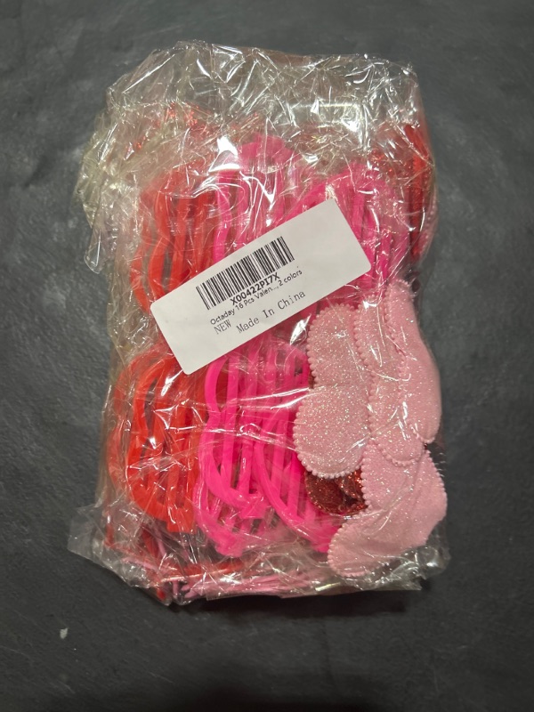 Photo 1 of 16 Pack Valentine's Day Accessories Include 8 pcs Red Heart Headband Head Bopper and 8 pcs Heart Sunglass Color Style 2