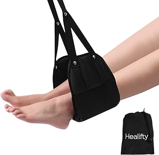 Photo 1 of Healifty Footrest Hammock Foot Pad Adjustable Foot Divider For Under Desk Portable Airplane Travel Accessories (Black)
