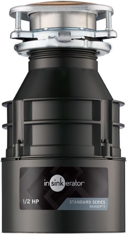 Photo 1 of InSinkErator Badger 5 Garbage Disposal, Standard Series 1/2 HP Continuous Feed Food Waste Disposer, Black, Set of 1
