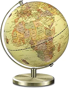 Photo 1 of Illuminated World Globe with Stand, 9" Vintage Earth Globes with HD Printed Map for Living Rooms Decor, LED Globe Lamp with Stable Heavy Metal Base