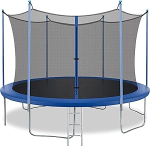Photo 1 of 8FT 10FT 12FT 14FT Trampoline with Enclosure Net Outdoor Jump Rectangle Trampoline - ASTM Approved-Combo Bounce Exercise Trampoline PVC Spring Cover Padding for Kids and Adults
