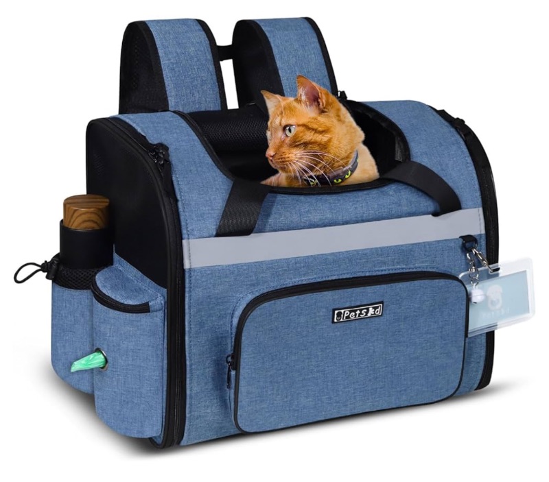 Photo 1 of Petskd Pet Backpack Carrier 17x13x9.5 Southwest Airline Approved for 1-15 LBS Small Cats and Dogs(Blue)
