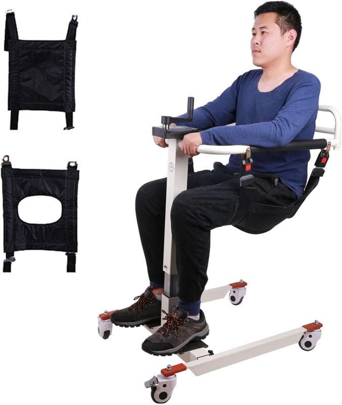 Photo 1 of Patient Lift Transfer Chair, Patient Lift Wheelchair for Home and Car Portable Patient Lift Chair Wheelchair Lift for Home, Disabled and Elderly Nursing, Height/Width Adjust