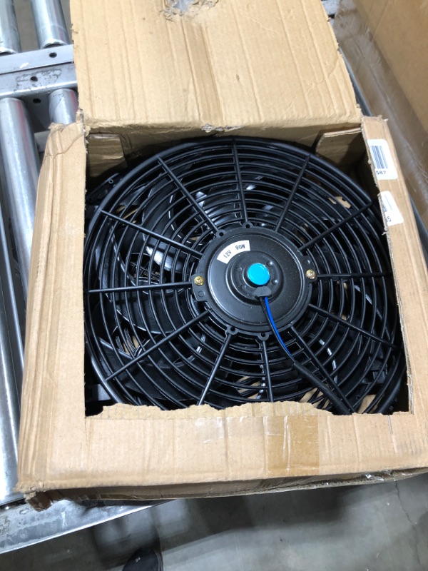 Photo 2 of FSBCGT 2PCS 14 Inch Universal Slim Fan Push Pull Electric Radiator Cooling Fan Mount Kit 12V 90W Black 14 inch Black