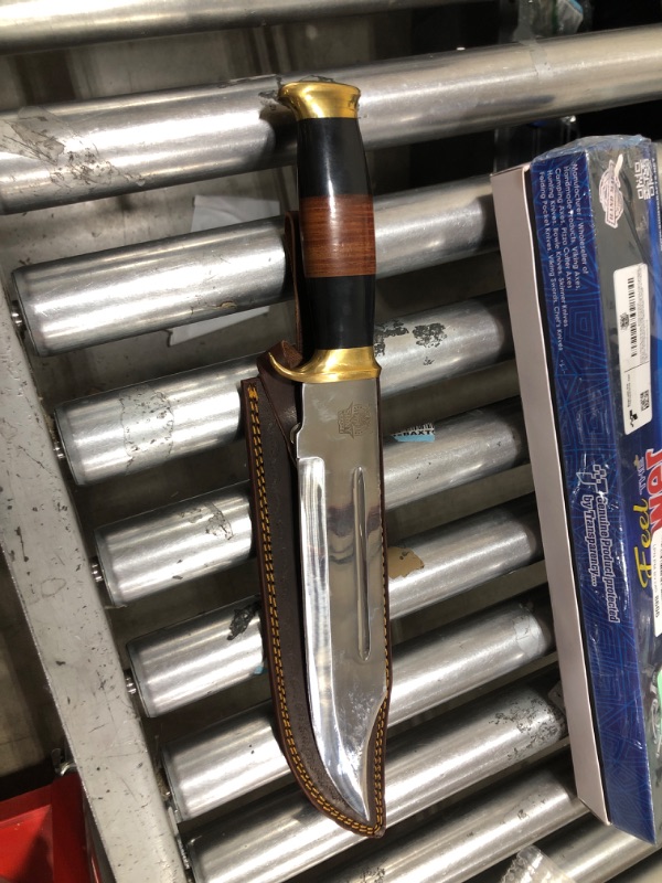 Photo 2 of SHINY CRAFTS | Handmade Forged Crocodile Dundee, Fixed Blade, Full Tang Bowie, Hunting, Camping Knife,Knife with Leather Sheath Steel