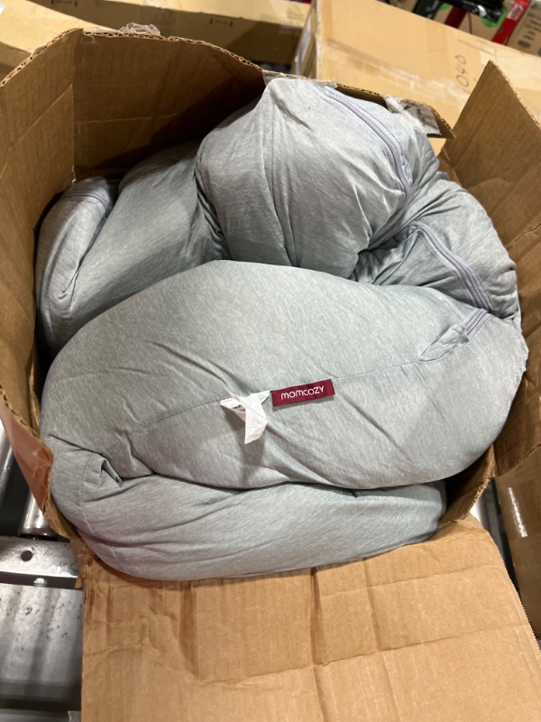 Photo 2 of Momcozy Pregnancy Pillows with Cooling Cover, U-Shaped Full Body Maternity Pillow for Side Sleepers 57 Inch - Support for Back, Hip, Belly, Legs for Pregnant Women Grey- Cooling Fabric