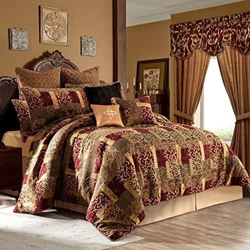 Photo 1 of Loom and Mill 9-Piece Jacquard Luxury Traditional Patchwork Comforter Sets, Ultra Soft Bedding with Euro Shams, Bedskirt, Filled Decorative Pillow for
