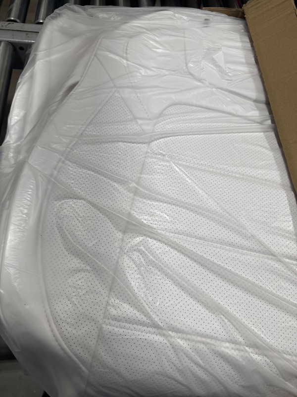 Photo 2 of RuiYue Carry Fit Tesla Model Y Car Seat Cover, Nappa Leather Seats Protector, Half Surround Customized Interior Accessories for 2023 (White) Pure White Model Y 2023 ( Half Surround )