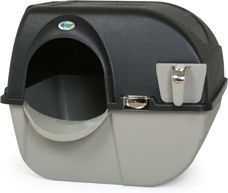 Photo 1 of Omega Paw Elite Self Cleaning Roll 'n Clean Litter Box, Midnight Black, Large (EL-RA20-1)
