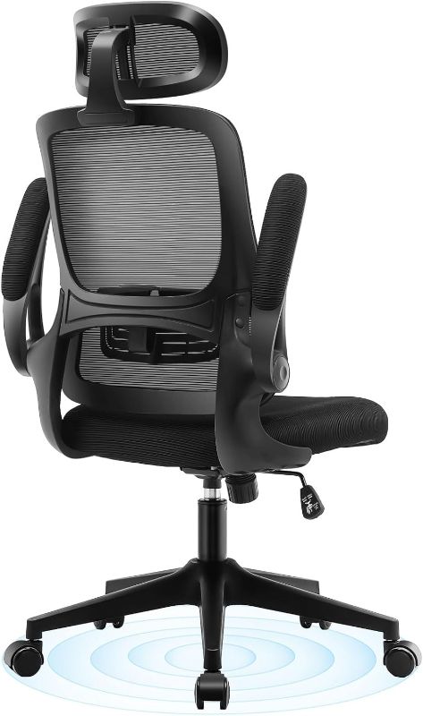 Photo 1 of QY Office Chair Ergonomic Mesh Office Chair High Back Desk Chair with 2D Flip-up Arms, Headrest, Computer Desk Chair with Adjustable Lumbar Support for People 350lb
