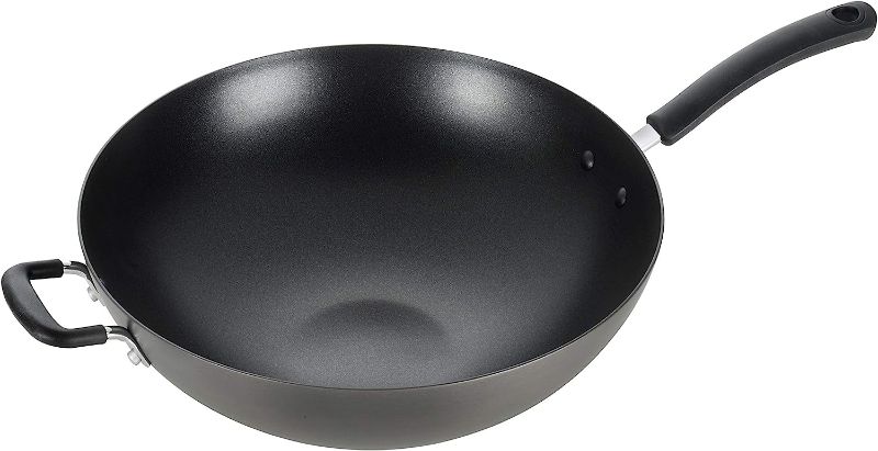 Photo 1 of T-fal Ultimate Hard Anodized Nonstick Wok 14 Inch Oven Safe 350F Cookware, Pots and Pans, Dishwasher Safe Black
