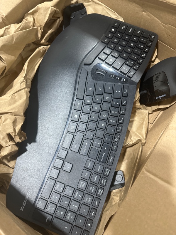 Photo 2 of Perixx Periduo-605, Wireless Ergonomic Split Keyboard and Vertical Mouse Combo, Adjustable Palm Rest and Membrane Low Profile Keys, Black, US English Layout (11633)
