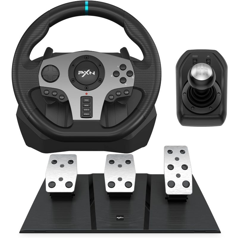 Photo 1 of PXN Racing Wheel - Steering Wheel V9 Driving Wheel 270°/ 900° Degree Vibration Gaming Steering Wheel with Shifter and Pedal for PS4,PC,PS3,Xbox Series X|S, Xbox One(V9)
