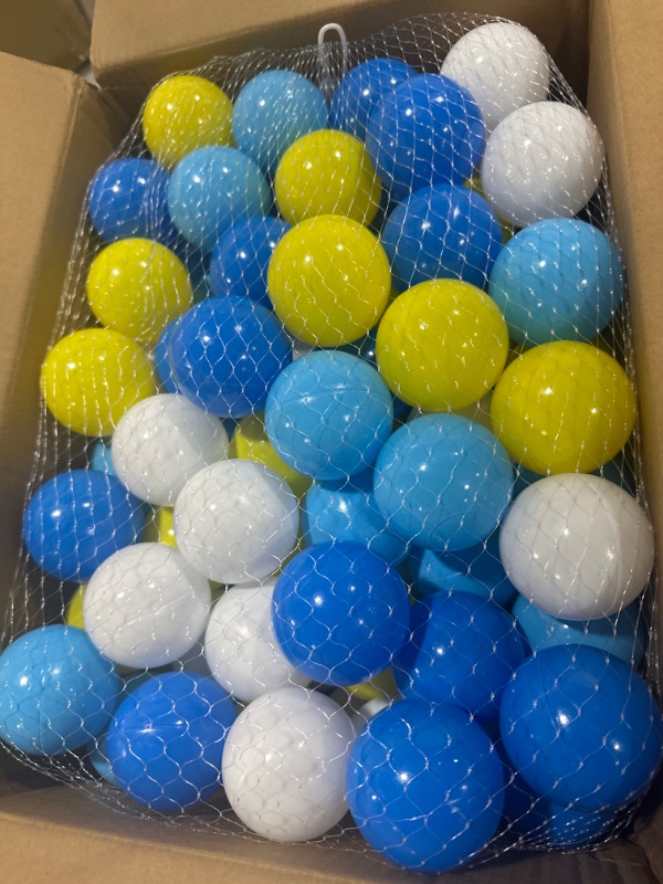 Photo 2 of 100pcs White & Blue & Yellow Soft Plastic Reusable Ocean Pit Balls Kids Toys Children
