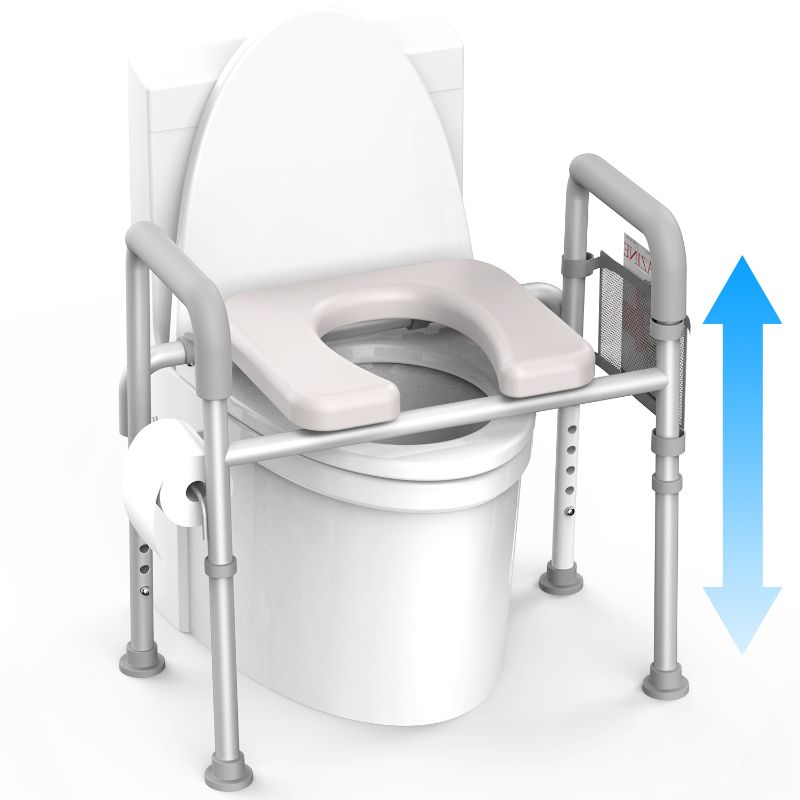 Photo 1 of Agrish Raised Toilet Seat with Handles - Heavy Duty 350lb Medical Toilet Seat Riser for Seniors, Stand Alone Bathroom Handicap Toilet Seat
