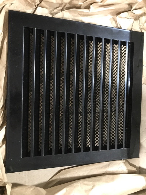 Photo 2 of 12" x 12" Inch Black - Galvanized Steel Vent Cover - Industrial Air Vent Louver - Metal Soffit Vent with Built-in Protection Screen - Mesh - Square Vent Grille for House Or Garage Wall 12 x 12 Inch Black