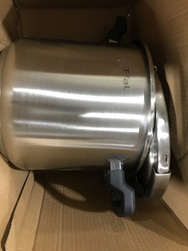 Photo 2 of T-fal P45009 Clipso Stainless Steel Dishwasher Safe PTFE PFOA and Cadmium Free 12-PSI Pressure Cooker Cookware, 8-Quart, Silver - 7114000494 8-Quart Easy Open Pressure Cooker