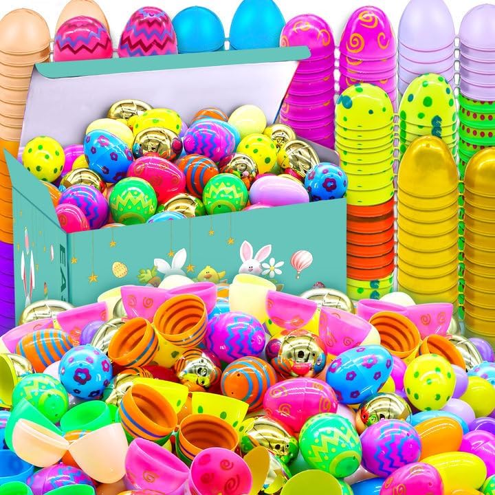 Photo 1 of 500 Pcs Easter Eggs include 20 Golden Egg,Empty Easter Eggs Fillable,Bright Plastic Eggs Bulks for Easter Theme Party,Basket Stuffers Filler,Easter Egg Hunt,Surprise Egg,Classroom Prize Supplies
