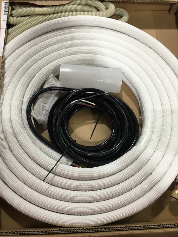 Photo 2 of 25 Ft Mini Split Line Set.Air Conditioner Copper Tubing Pipes Extension Set, 3/8" & 5/8" 3/8" PE Thickened for AC and Heating Equipment Insulated Coil Line Set HVAC Refrigerant with Nuts. (3/8+5/8)
