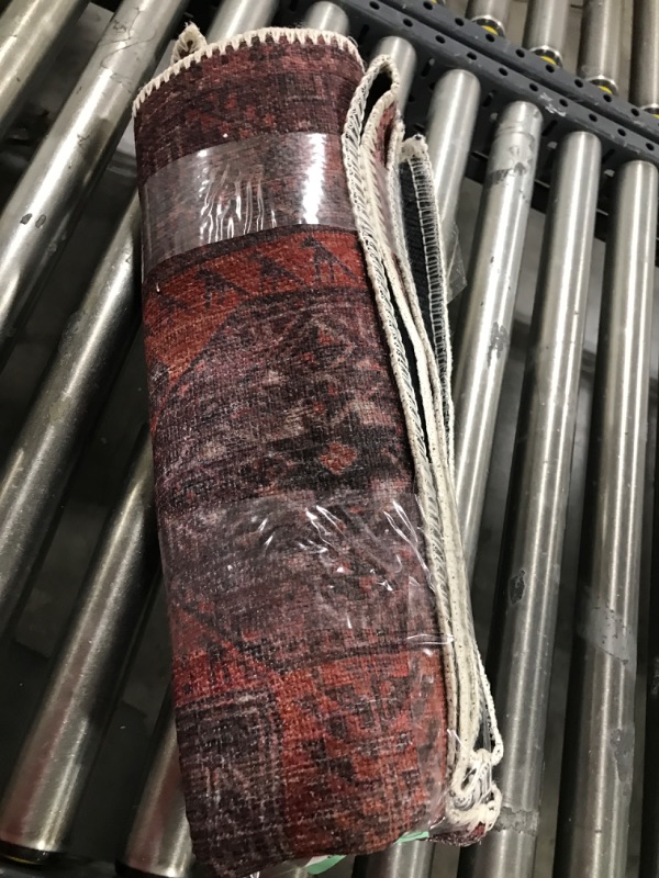 Photo 1 of Adiva Rugs Machine Washable Area Rug with Non Slip Backing for Living Room, Bedroom, Bathroom, Kitchen, Printed Persian Vintage Home Decor, Floor Decoration Carpet Mat (RED/Brown, 2'6" x 6'6") 2'6" x 6'6" Red/Brown 41