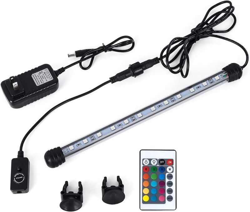 Photo 1 of MQ 30 in Submersible LED Aquarium Light, 11W Color Changing Fish Tank Light with Remote Control, IP68 Crystal Glass 36 LEDs Lights Bar, for Fish Tank 33-40 inch
