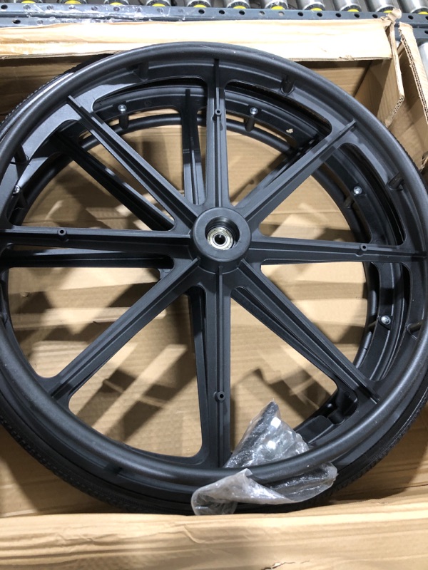 Photo 2 of (1PR,Black) Wheelchair rear wheel replacement 24x1"wheel,Rear Wheel Assembly for 16-18-20 Inch Wheelchairs, Replacement parts (24 * 13/8(2count))
