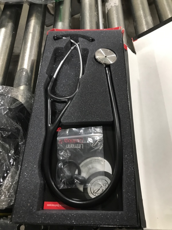 Photo 2 of 3M Littmann Stethoscope, Cardiology IV, Black Tube, Stainless Steel Chestpiece, 27 Inch, 6152 Black Tube Machined Stainless Steel Chestpiece Stethoscope