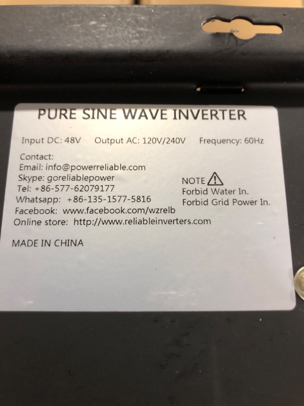 Photo 3 of WZRELB 6000W Split Phase Pure Sine Wave Inverter,48V DC to 120V 240V AC, 4 AC Outlets,AC Hardwire Terminal,High Efficiency up to 91.6% Split Phase 6000W 48V
