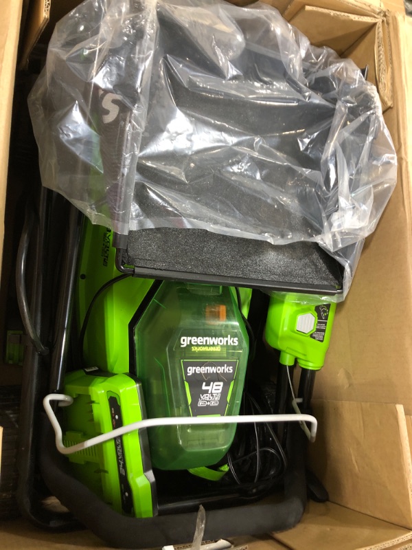 Photo 2 of Greenworks 2 x 24V (48V) 17" Cordless Lawn Mower, (2) 4.0Ah USB Batteries (USB Hub) and Dual Port Rapid Charger Included 17" Mower (2 x 4.0Ah)