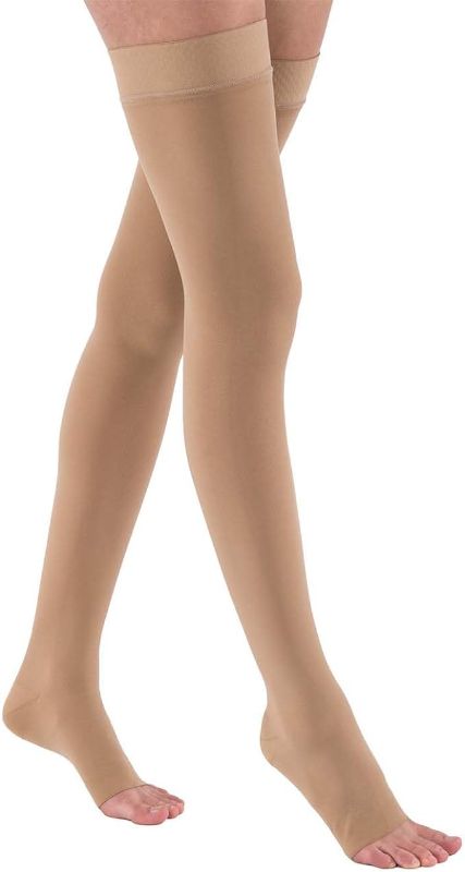 Photo 1 of JOBST Relief 15-20 mmHg Compression Stockings, Thigh High Silicone Band, Open Toe | Compression Socks for Women/ Men for Tired, Aching or Swollen Legs, Minor Varicosities 
