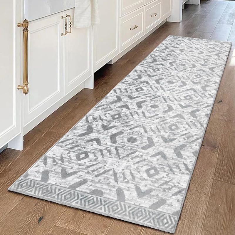 Photo 1 of Limited-time deal: KILOCOCO Runners for Hallways, Washable Runner Rug, Non Slip Distressed Laundry Room Rug, Low-Pile Rug for Entryway/Bedroom/Kitchen/Living Room/Bathroom, 2x6 Grey
