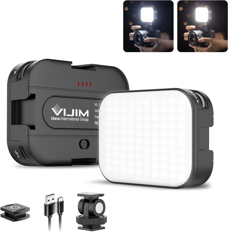 Photo 1 of VIJIM VL100C Bi-Color LED Video Light on Camera,Mini Rechargeable 2000mAh LED Camera Lights,CRI95+ Dimmable 2500-6500K Ultra Bright Photo and Video Lighting,LED Fill Lamp 