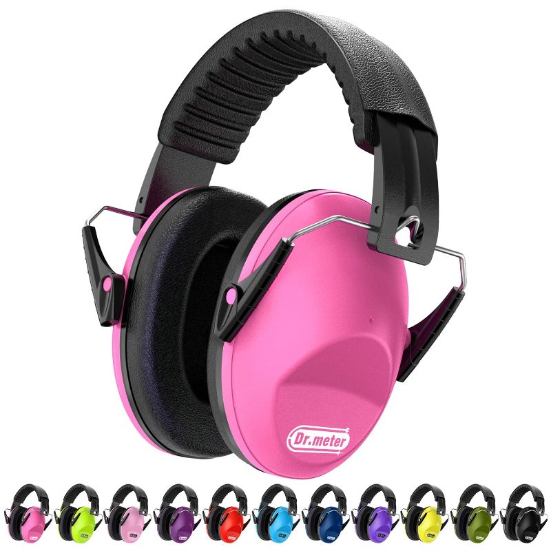 Photo 1 of Dr.meter Ear Muffs for Noise Reduction: SNR27.4 Noise Cancelling Headphones for Autism with Adjustable Headband - Kids Ear Protection for Airplane, Fireworks, Concerts and Football Game - Rose Red
