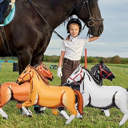 Photo 1 of  8 Pieces 30 Inches Horse Balloon Horse-Shaped Balloons Aluminum Foil Horse Balloon Horse Themed Party Balloons Horse Themed Balloon Decorations for Birthday Baby Shower Cowboy Party